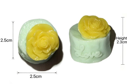 Kawaii Mini "Love" Rose Creamy Cake Squishy - Handmade Flower Stress Relief Toy
