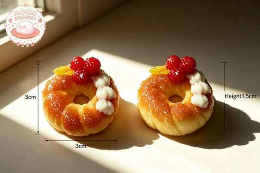 Kawaii Mini Berry Glazed Donut Squishy - Realistic 3D Handmade Stress Relief Toy