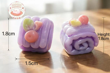 Kawaii Mini Cherry-Topped Roll Cake Squishy - Realistic 3D Dessert Toy