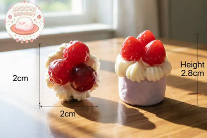 Cute Mini Strawberry Cream Pastry Squishy - Aesthetic 3D Bakery Toy