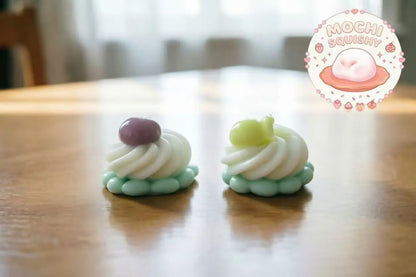 Kawaii Mini Fruit-Topped Swirl Cake Squishy - Realistic 3D Dessert Toy