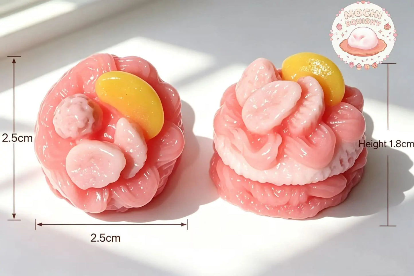 Kawaii Mini Pink Peach Creamy Tart Squishy - Realistic 3D Handmade Stress Relief Toy