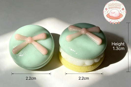 Aesthetic Ribbon Macaron Squishy - Handmade 3D Soft Realistic Miniature Healing Toy