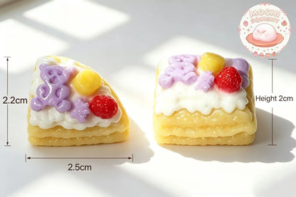 Kawaii Mini Purple Bear Creamy Cake Squishy - Realistic 3D Handmade Stress Relief Toy