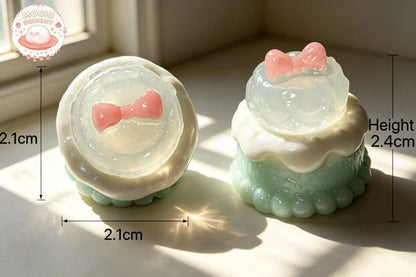 Kawaii Mini Pink Bow Minty Layer Cake Squishy - Realistic 3D Miniature Ribbon Toy