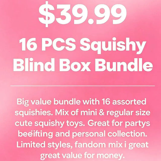 16 PCS Kawaii Mini Squishy Blind Box Bundle - Super Value Surprise Gift Set