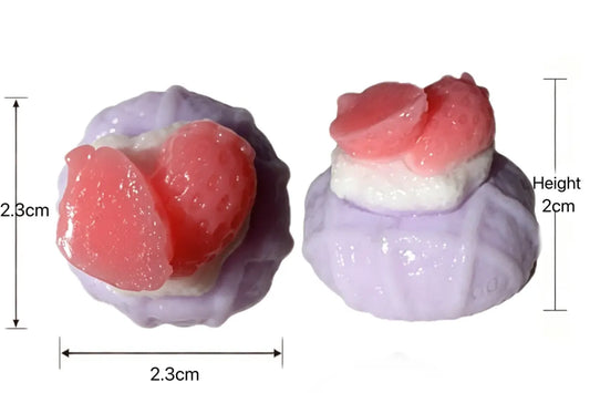 Kawaii Mini Strawberry Taro Creamy Cake Squishy - Realistic 3D Fruit Tart Stress Relief Toy