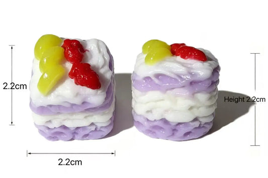 Kawaii Mini Purple Ube Creamy Square Cake Squishy - Realistic 3D Miniature Dessert Stress Relief Toy