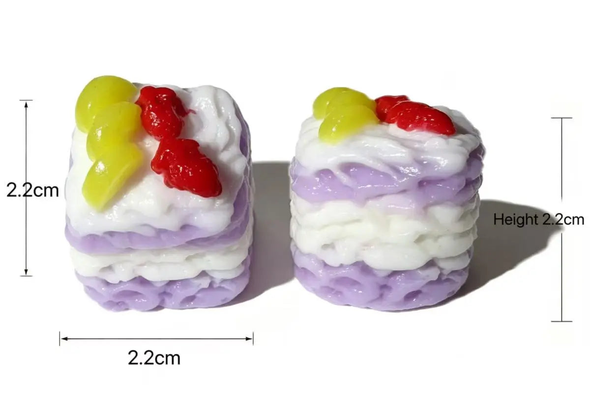 Kawaii Mini Purple Ube Creamy Square Cake Squishy - Realistic 3D Miniature Dessert Stress Relief Toy