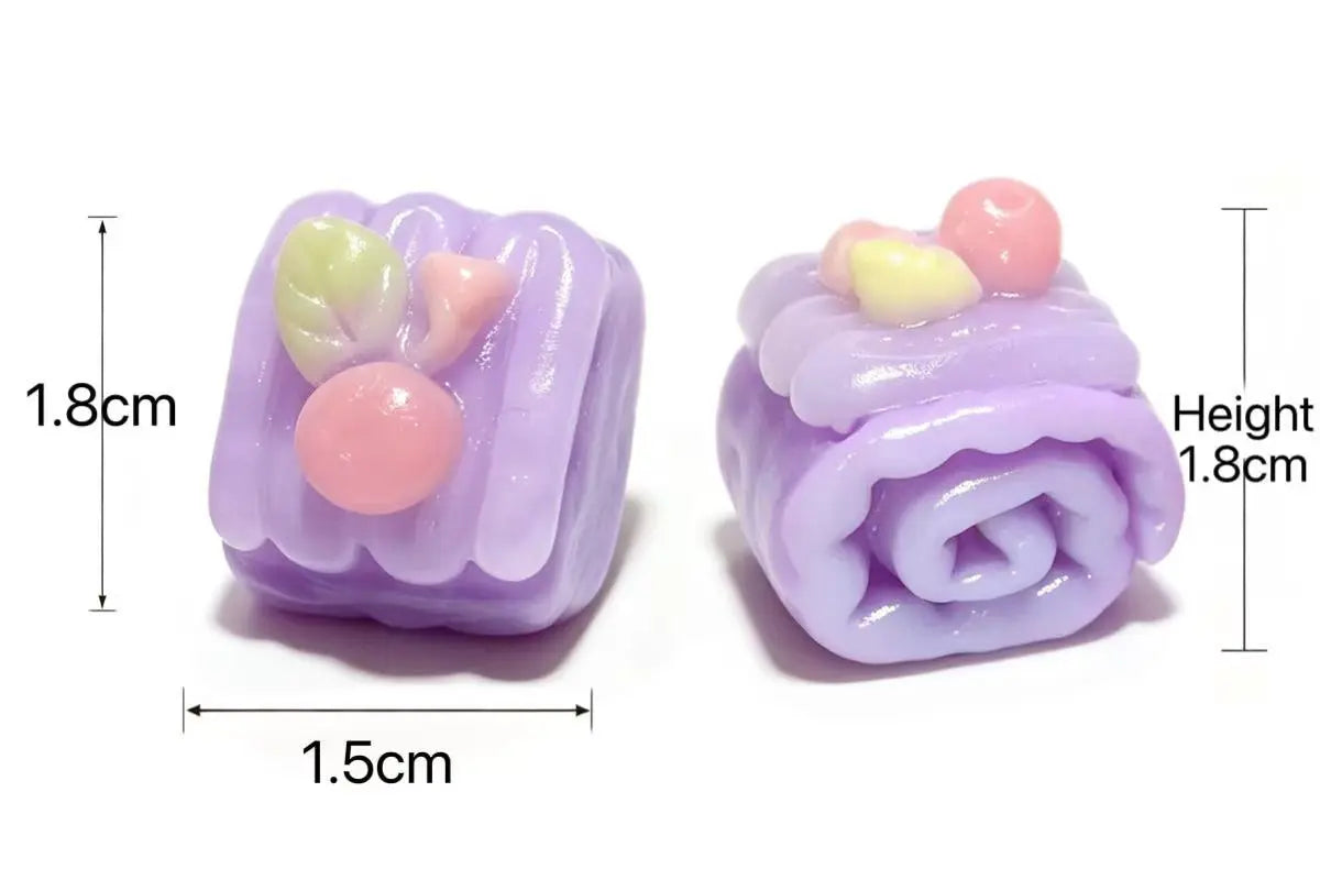 Kawaii Mini Cherry-Topped Roll Cake Squishy - Realistic 3D Dessert Toy